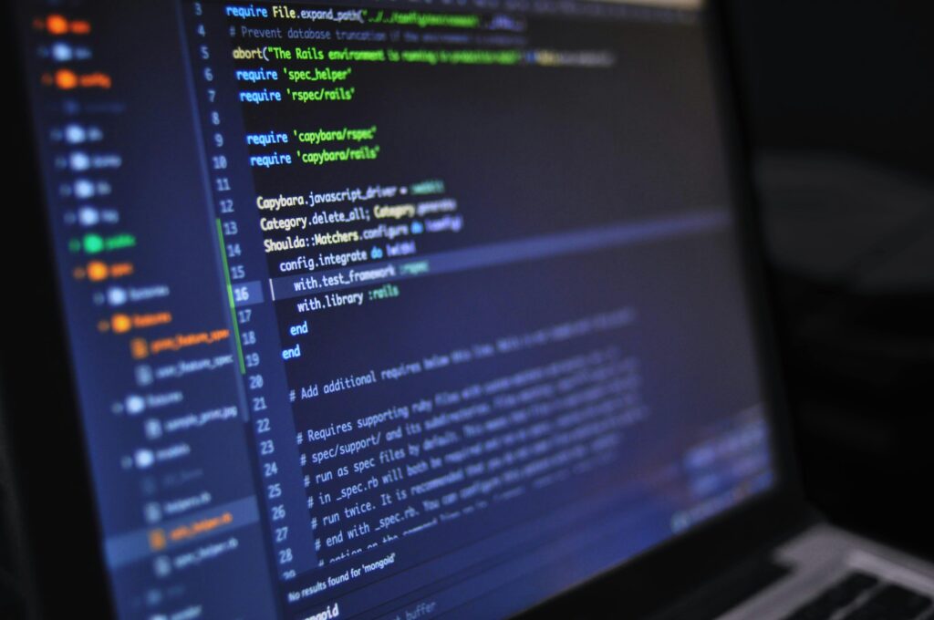 Computer With code displayed